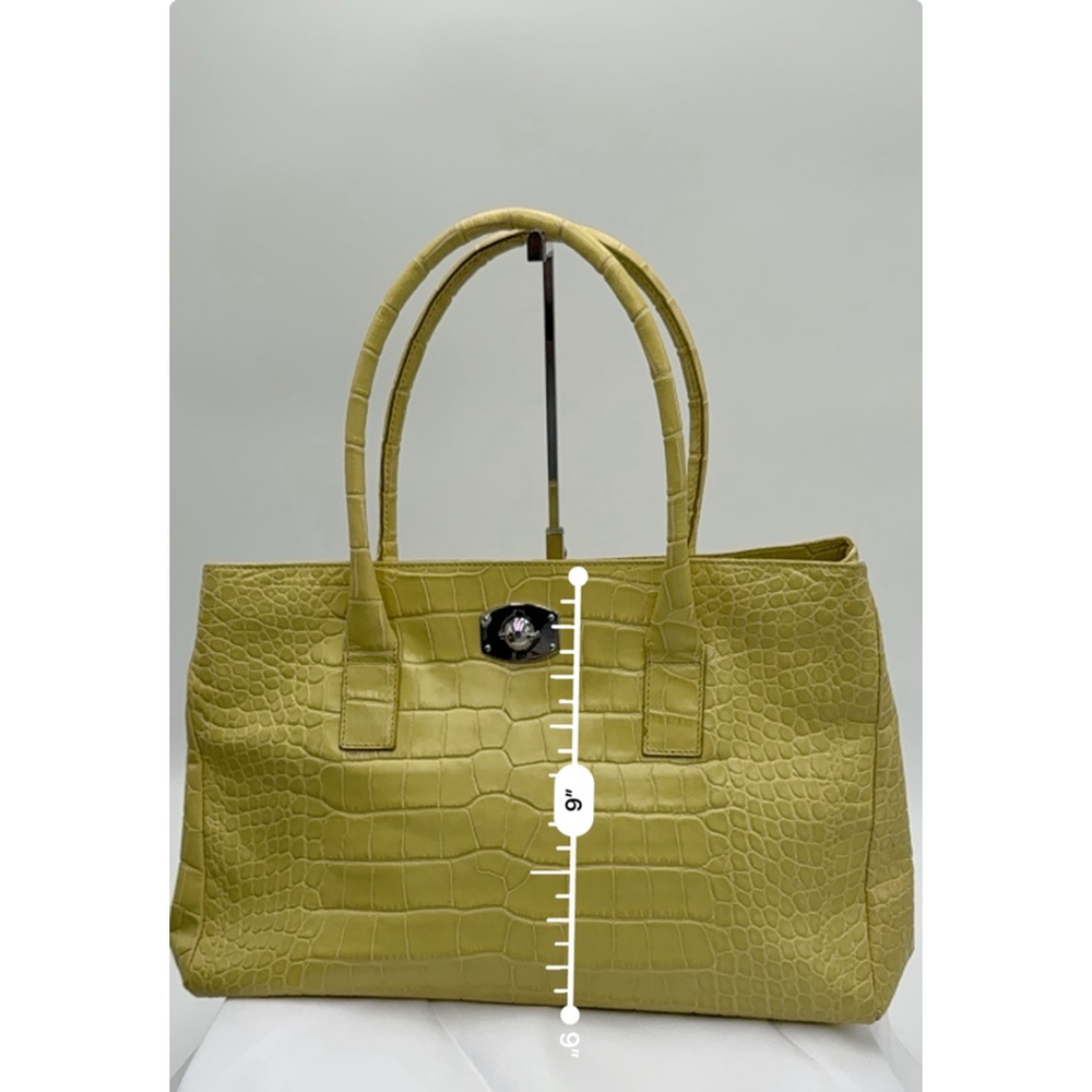 Furla Lime Croc-Embossed Leather Top-Handle Tote - Picture 10 of 14